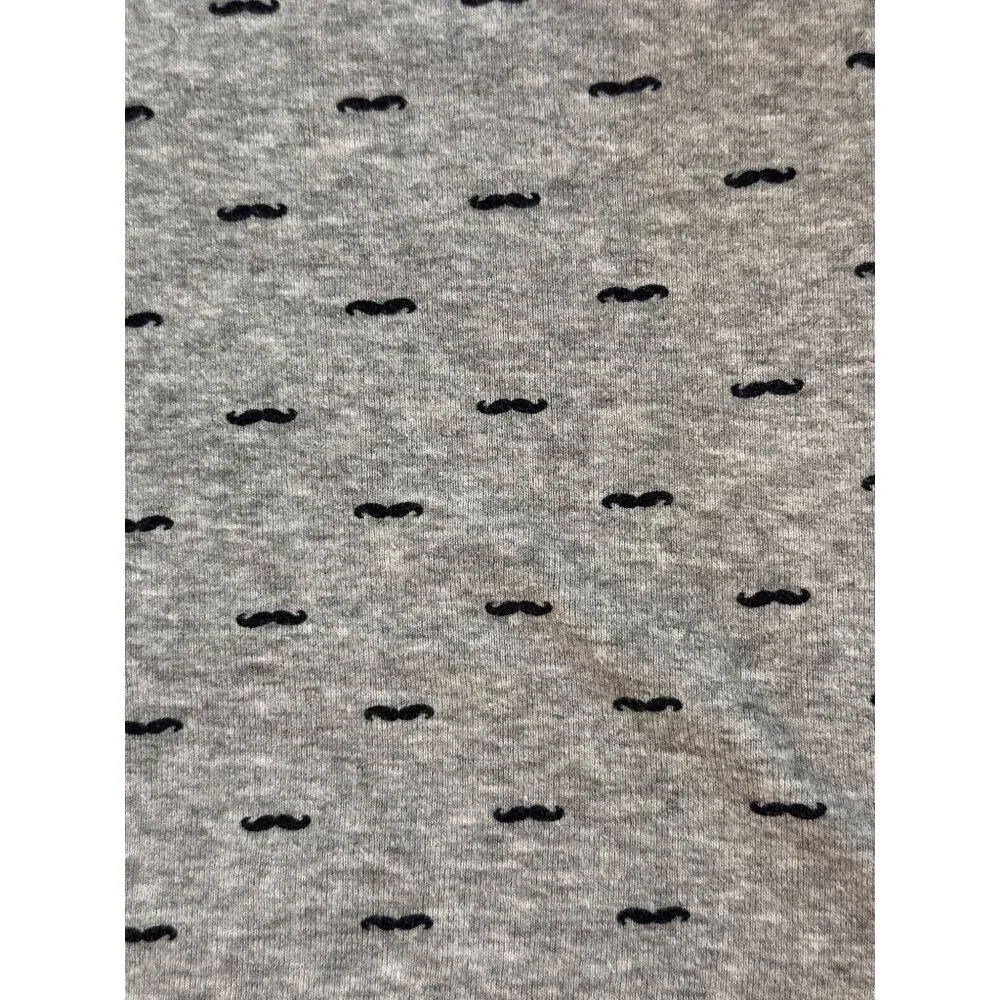 Carter’s Gray Grey Baby Security Blanket Cotton Knit Lovey Mustache Print No Tag